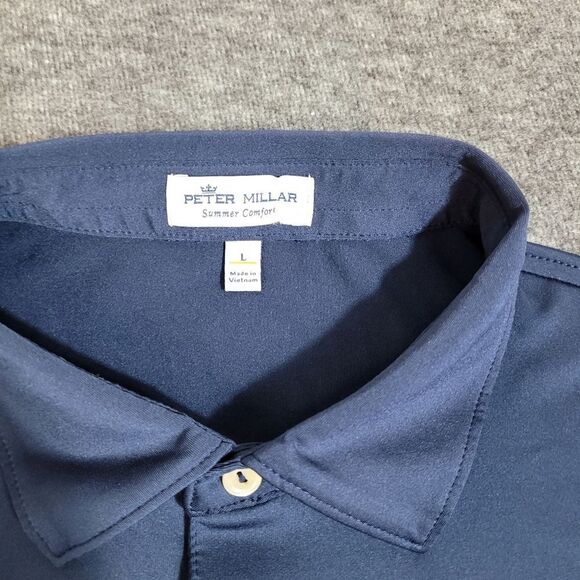Peter Millar Summer Men's Golf Polo Shirt  Size L Blue Performance Stretch - Picture 3 of 8